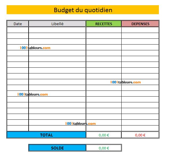 Budget au quotidien pour Excel 