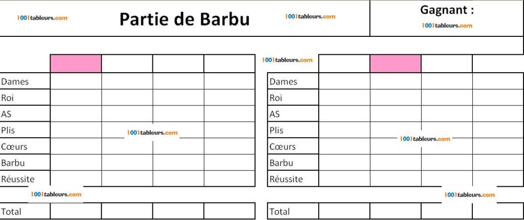 Grille de Barbu pour Excel 